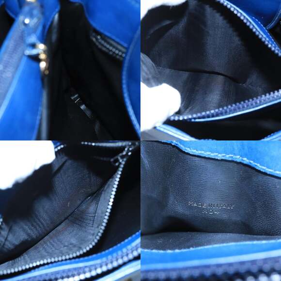 CELINE Macadam Canvas Hand Bag Blue Gold - Picture 12 of 12